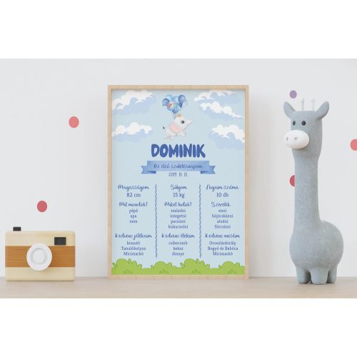 "Léggömbös elefánt" - Születésnapi plakát, poszter - Fiús